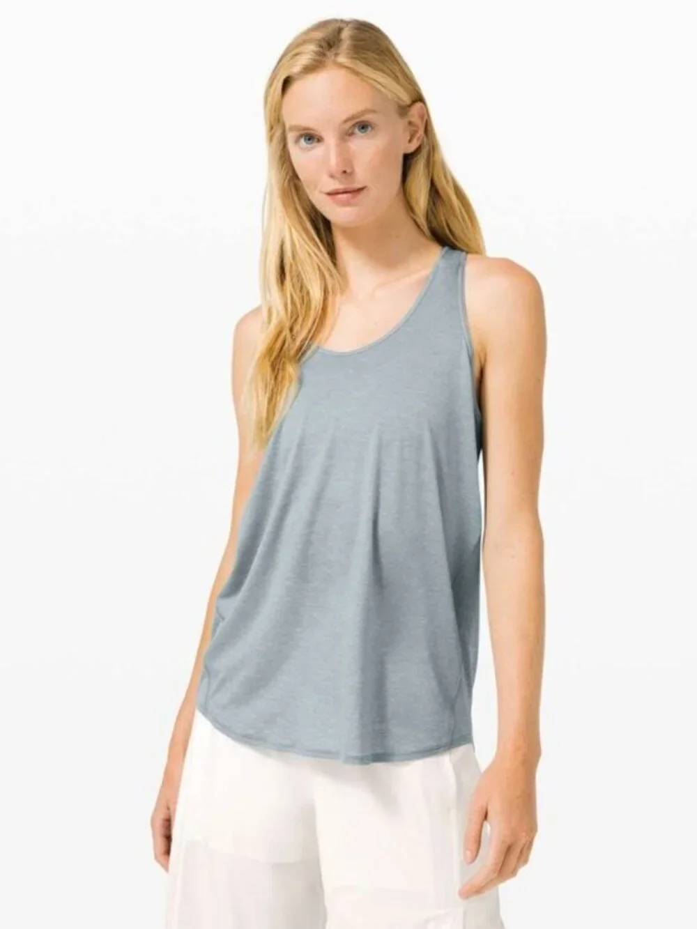 Lululemon Grey Essential Athletica Gym Yoga  Pleated Top Sz 8/10